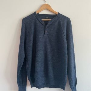 J.Crew Henley Cotton Blue Sweater. Medium.